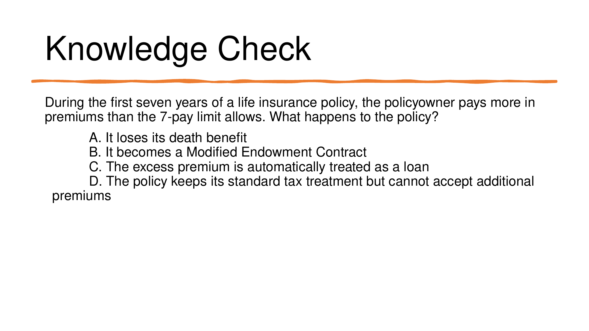 AI-supported multiple-choice knowledge check question.